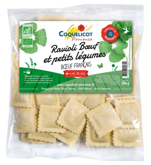 Ravioli frais boeuf et petits légumes Coquelicot - 250 g