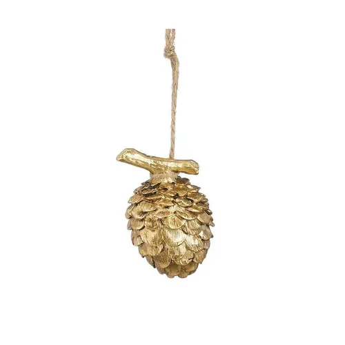Décoration à suspendre petite pomme de pin dorée - Ø 4 x H 6,5 cm