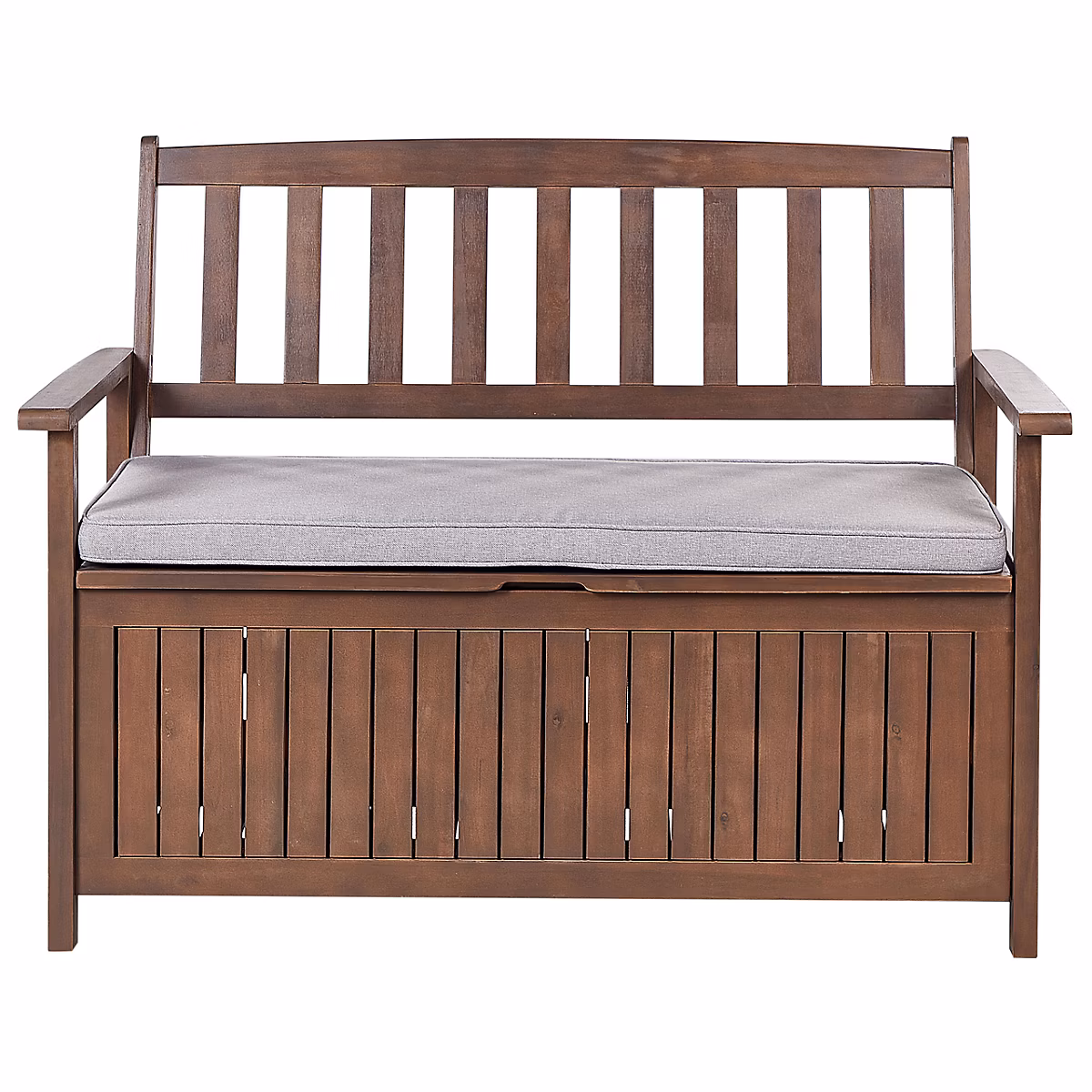 Salon et mobilier de jardin – Banc avec coussin d'assise SOVANA 120 cm avec rangement Acacia Gris clair