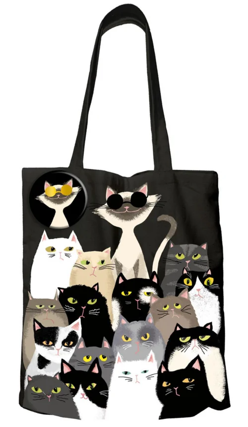 Sac tote bag en coton coloris multicolore Cartes d'Art photo matou - 42 x 34 cm