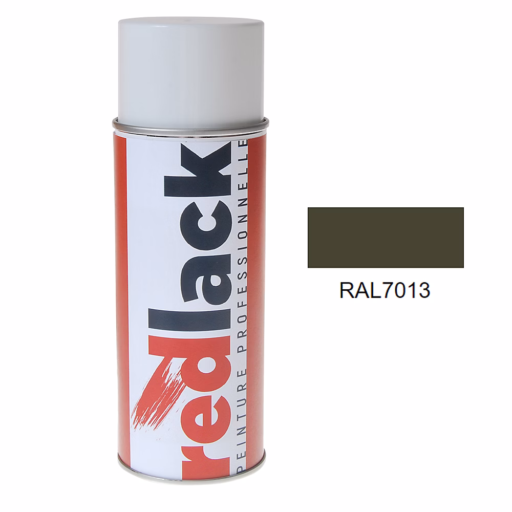 Bombe de peinture Aérosol – spray, 400ml, RAL 7013 Gris brun, Brillant, multisupport, Redlack, RAL7013