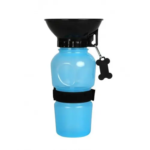 Gourde avec bol intégré bleue pour chien Wouapy - 500 ml