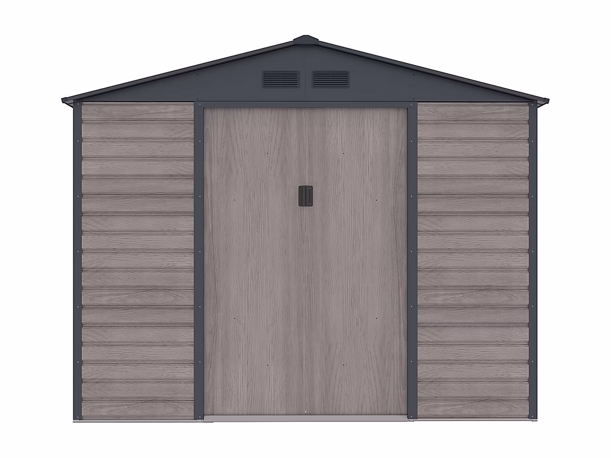 Abri de jardin métal en acier galvanisé effet bois gris 7 – 17 m², ADELMO