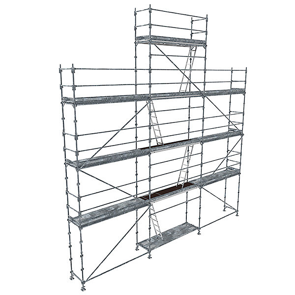 Echafaudage fixe de façade avec pignon 88m² | Plancher Acier – Structure Acier – Garde – corps Lisses – PIGNGCL – 88 – SPP/A