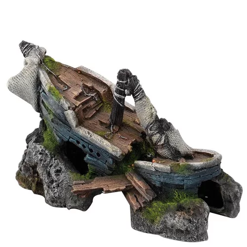 Décor aquarium bateau coulé 20x10,5x12,5 cm