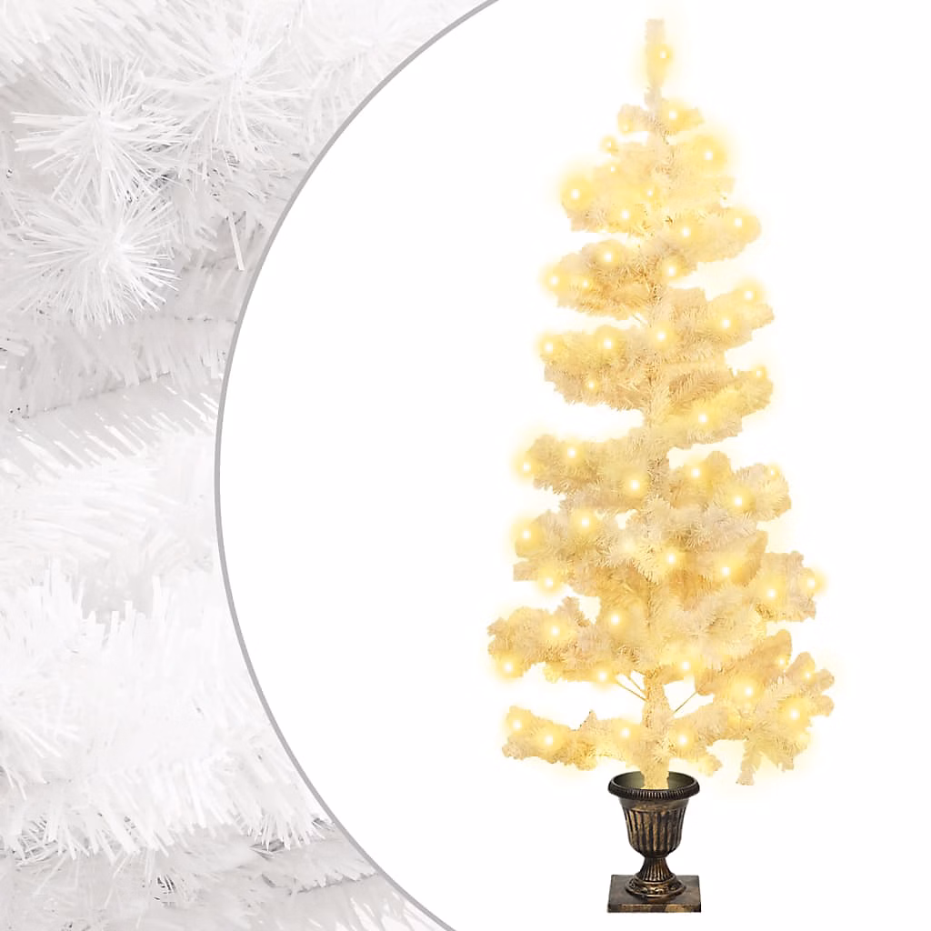 Arbre de Noël hélicoïdal pré – éclairé avec pot blanc 120 cm PVC vidaXL