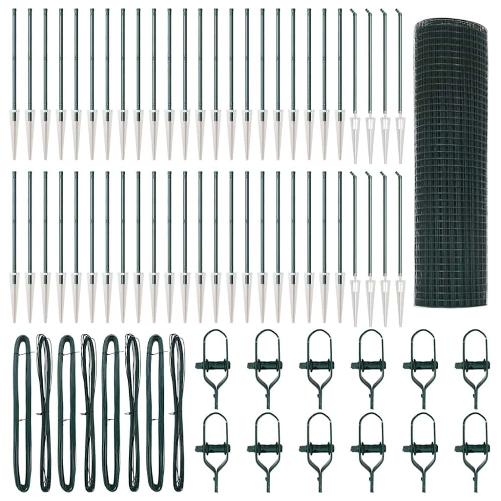 vidaXL Clôture en fil soudé avec pointes 100 x 0,6 m Vert Maille – Aménagement du jardin