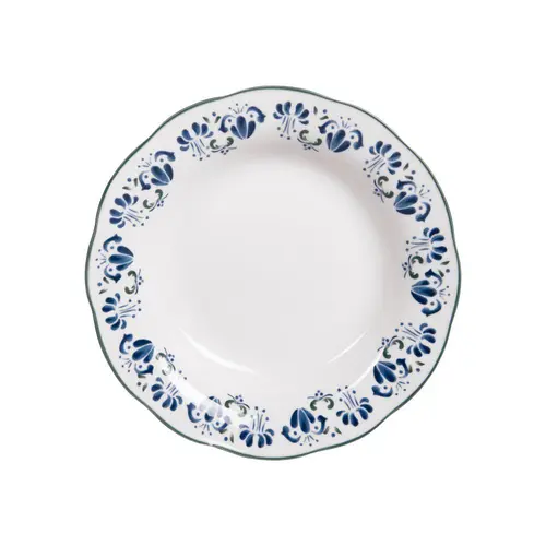 Assiette creuse en porcelaine blanche et bleue Giverny - Ø 22 cm