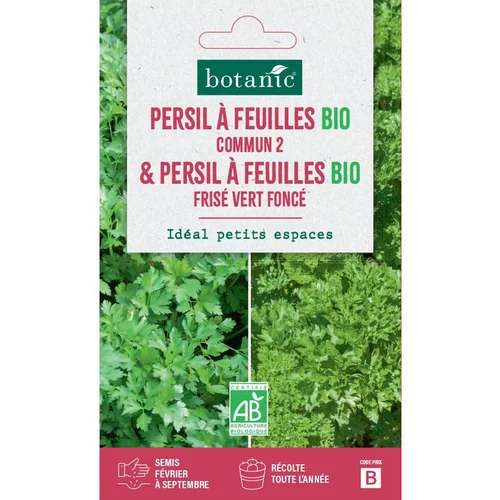 Mélange de graines persil à feuilles commun bio et de persil à feuilles frisées botanic® - graines à semer