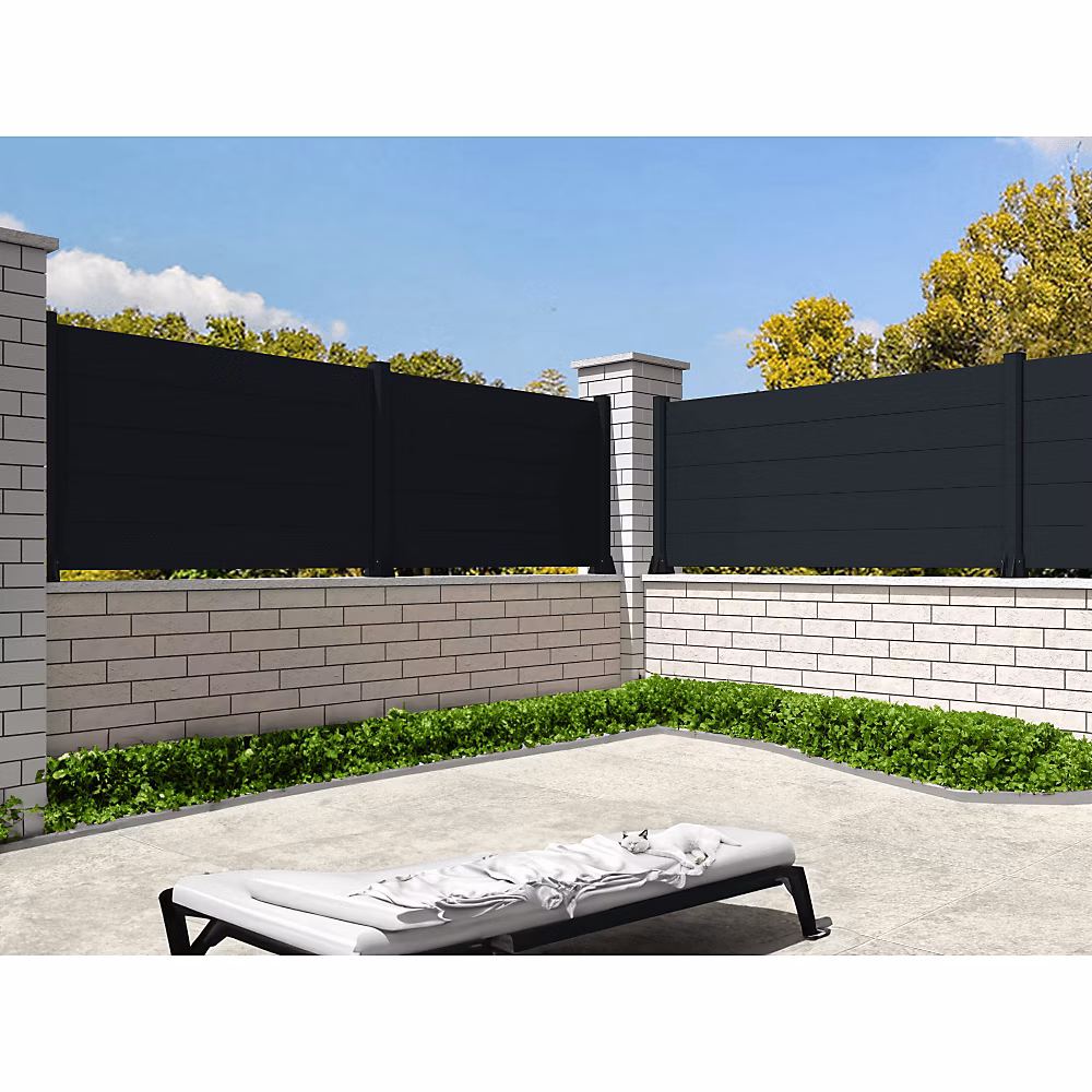 Kit clôture prêt à poser – Clôture panneau plein Gris anthracite L 1911 x H 965 mm 6 lames