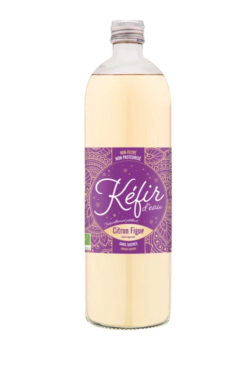 Kéfir d’eau Bio citron figue en bouteille de verre Vitamont - 75 cl