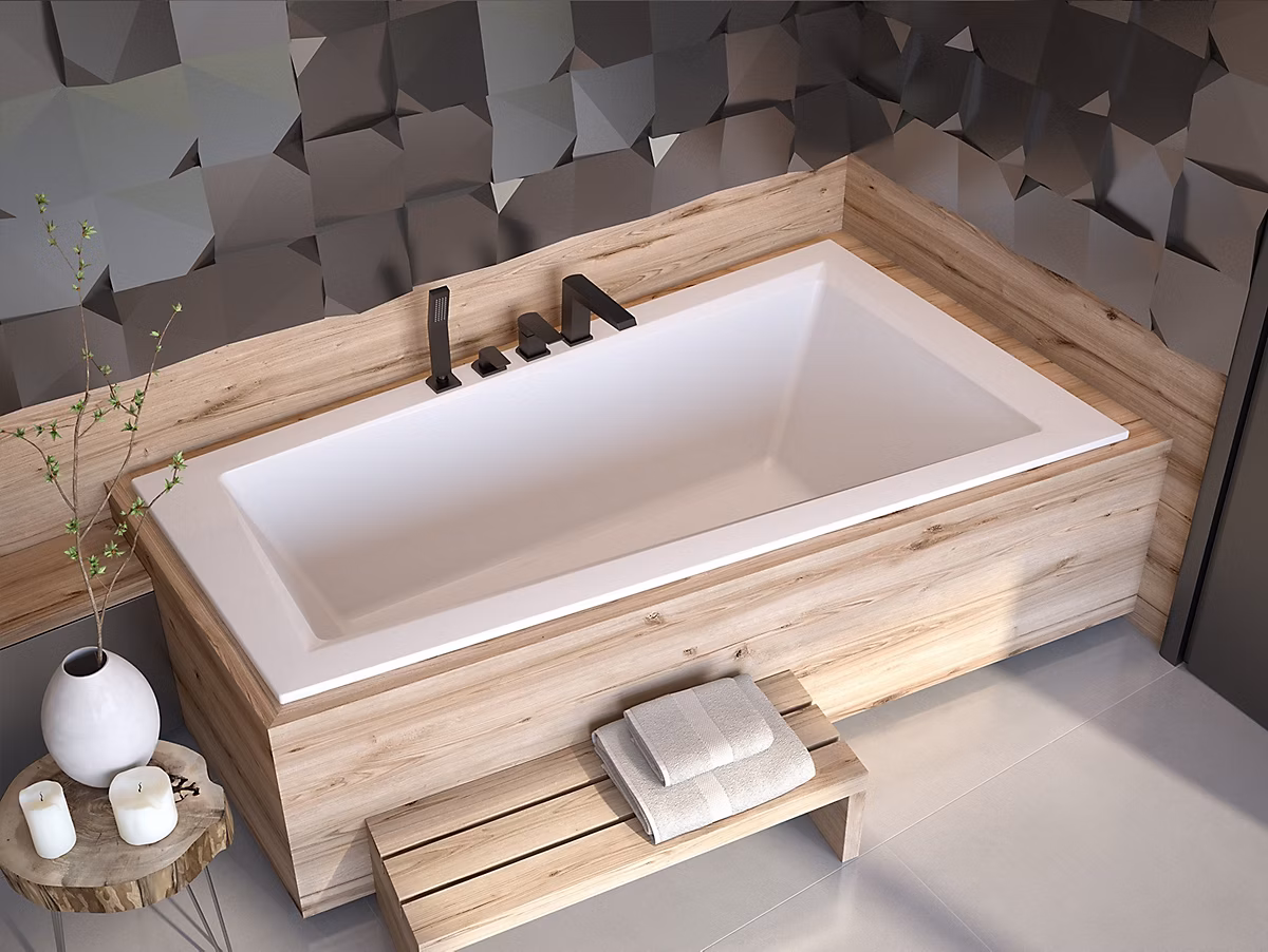 Baignoire asymétrique 160 x 90 Droite INTIMA SLIM acrylique blanc + Habillage en polystyrène (4 cm) + Pieds + Vidage à chromé | Baignoire