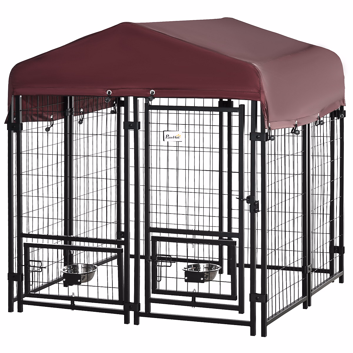 Chenil extérieur pour chien – cage chien | enclos chien | toile toit imperméable anti | UV | porte verrouillable | 2 bols rotatifs
