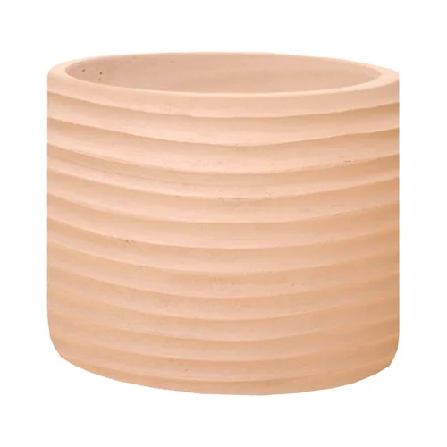Pot cylindrique en terre cuite coloris beige Poterie du Bousquet Strié - Ø 33 x H 29 cm