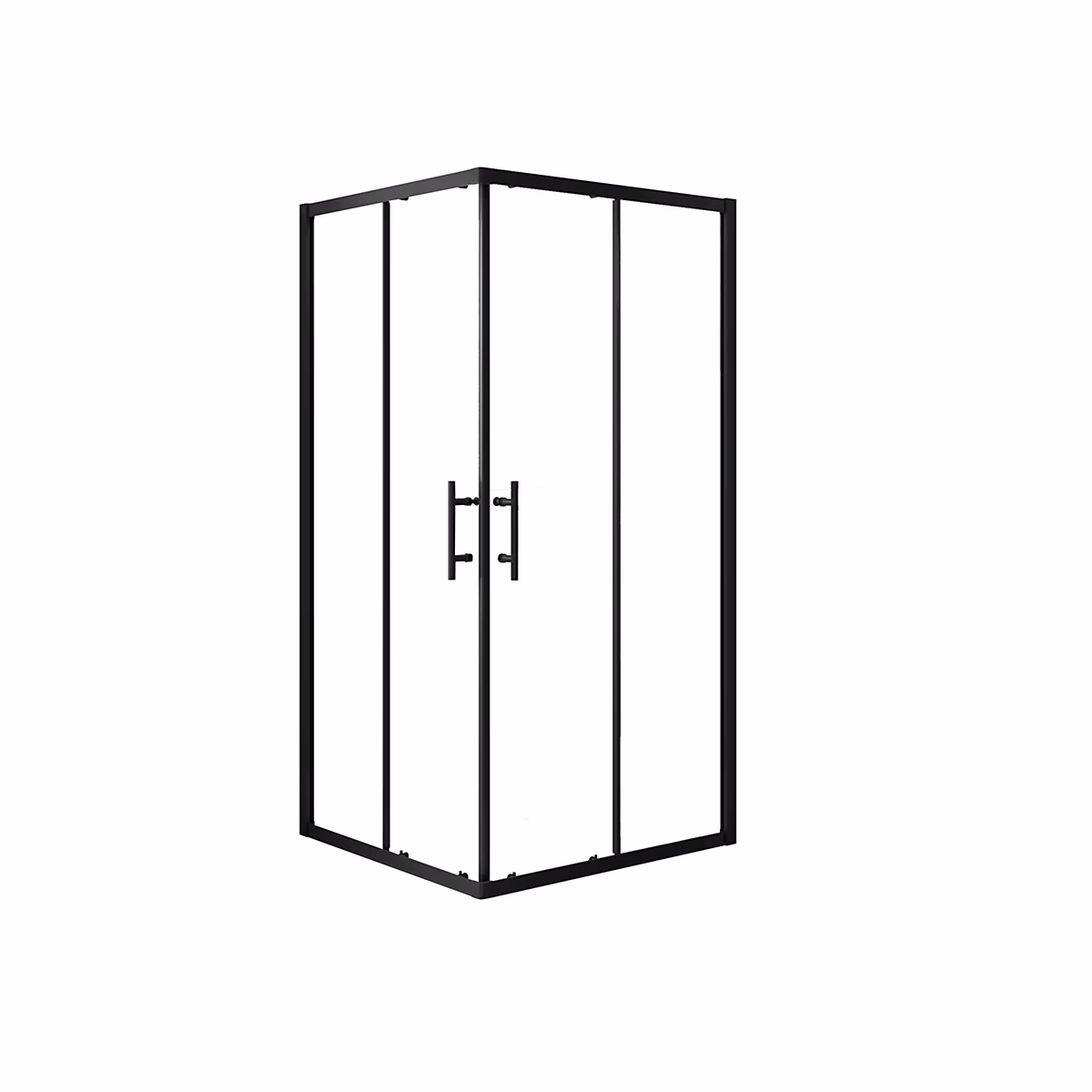 Cabine De Douche 90 × 90 × 200cm Profilé Noir Mat En Verre Anticalcaire
