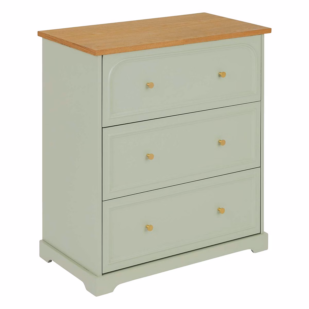 Commode 3 tiroirs en bois Vert – L. 72 x l. 39 x H. 81 cm, MOHEA