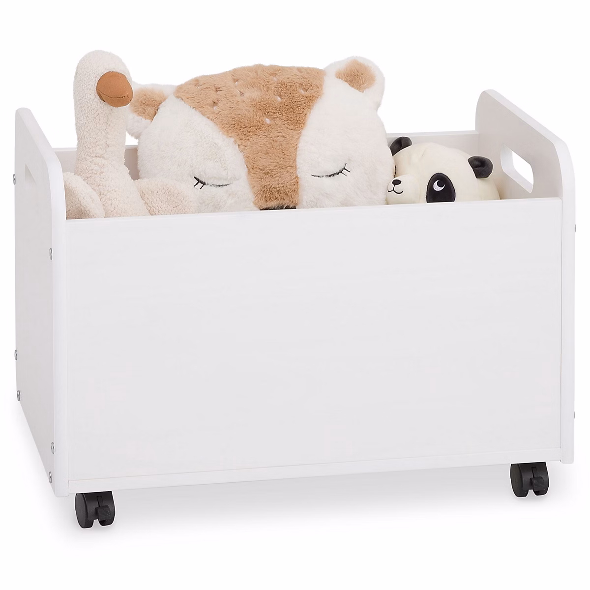 Coffre à jouets BENJAMIN sur roulettes – en pin massif, Blanc