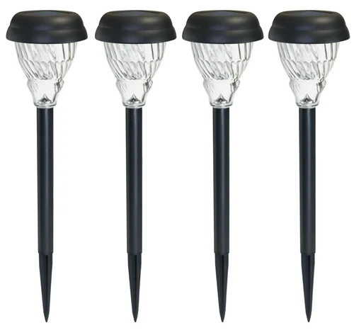 Lot de 4 balises extérieures Skool coloris noir en métal et verre Watt & Home - 40 cm