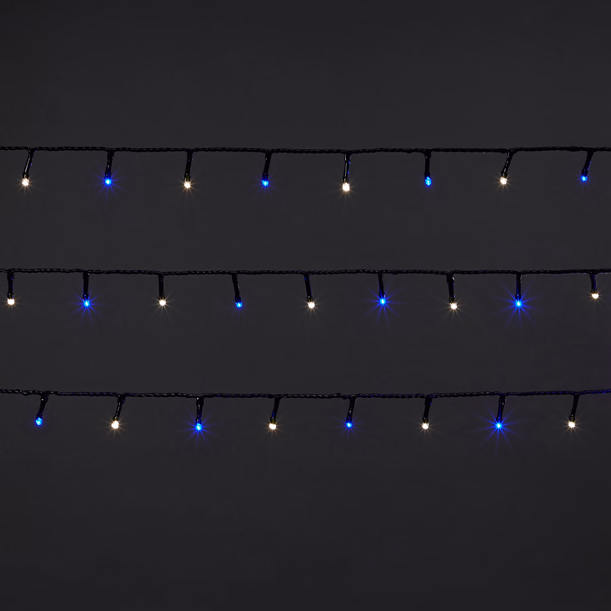 Guirlande lumineuse LED intérieure blanc froid/bleu câble vert 8 fonctions 20 m | Guirlande lumineuse