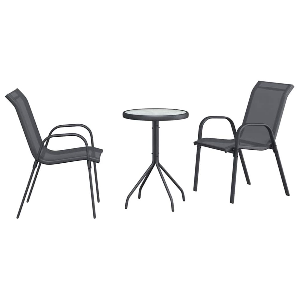 vidaXL Ensemble bistro de jardin 3 pc Gris Acier – 3 pc 45 cm