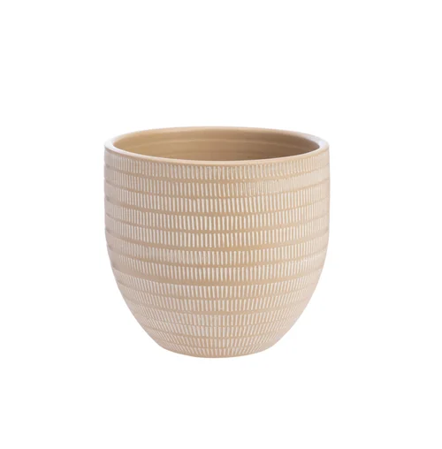 Cache-pot en céramique marron Sulco – 20 x 18 cm