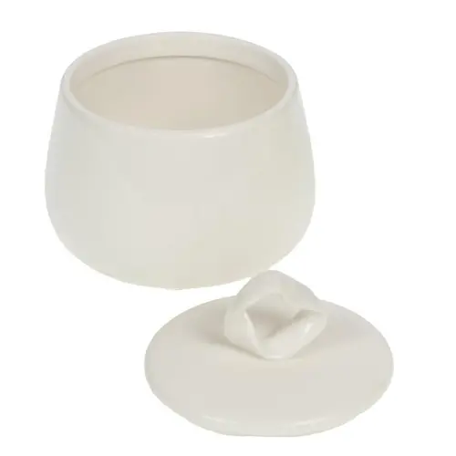 Boîte blanche ronde en céramique émaillée Perrine - 11 x 10,5 x 11 cm