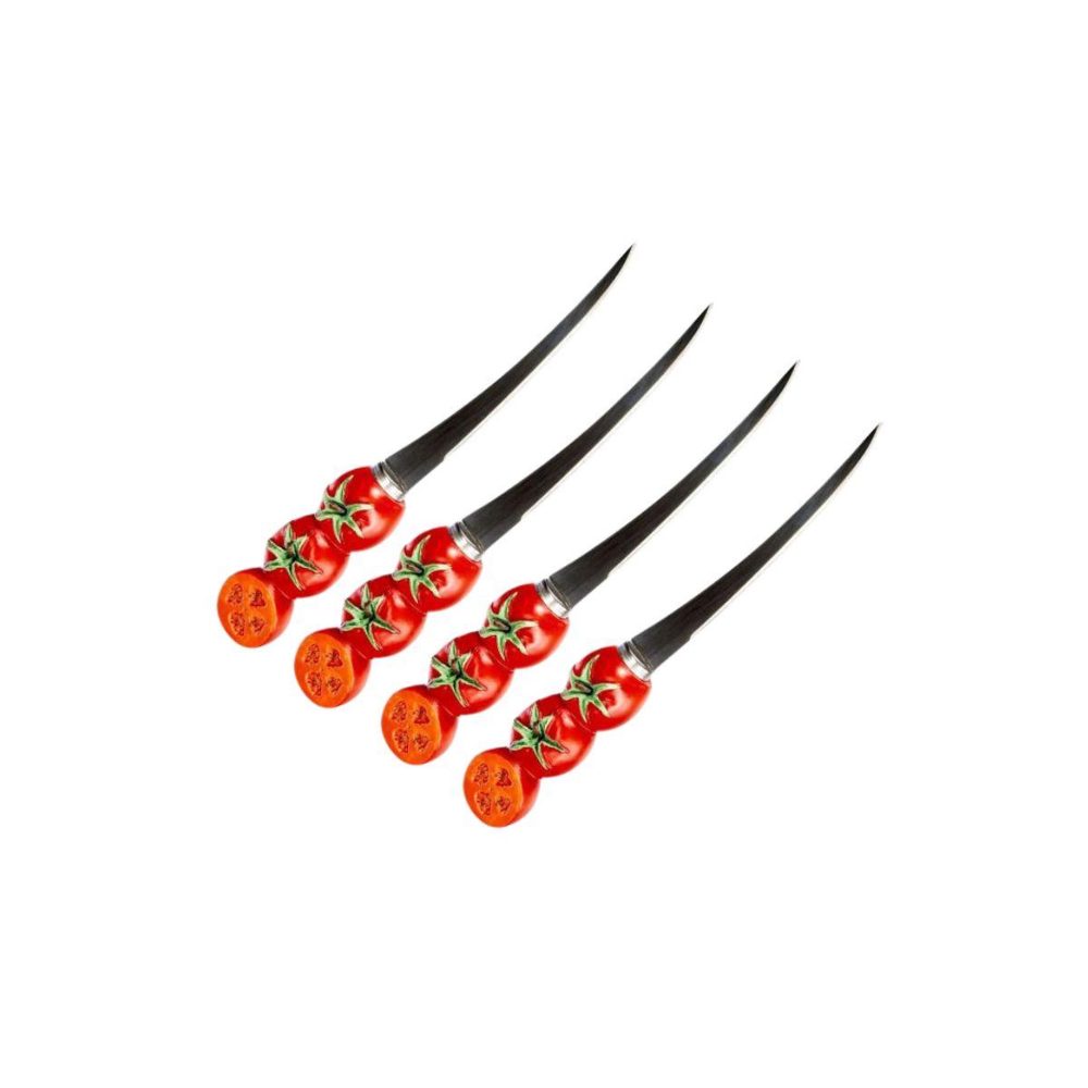 Fackelmann Lot de 4 couteaux à tomates lame crantée 11 cm fackelmann – 11 cm 19,5 cm