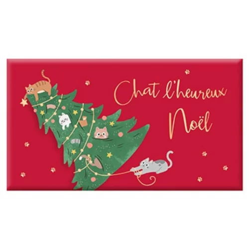 Chocolat noir bio fin d'année « Chat l'heureux Noël » Art Grafik - 40 g