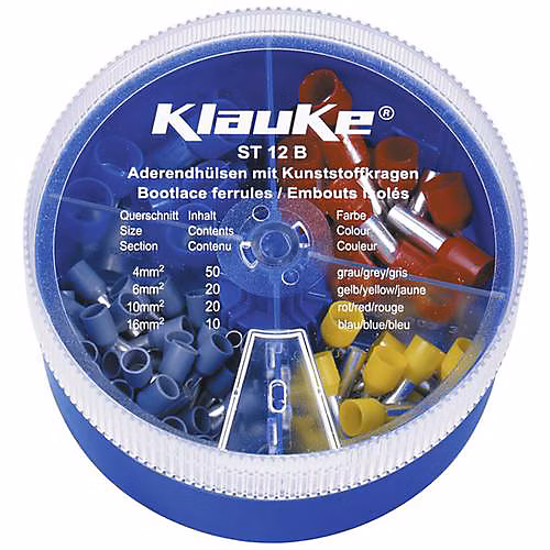 Assortiment embouts de câble isolés ST12B 4/6/10/16 mm² – boîte de 100 pièces