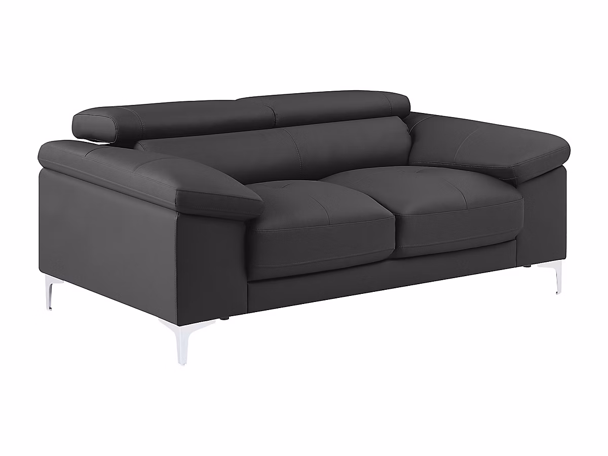Canapé 2 places en cuir gris anthracite SOLANGE – Réf. CKLMYOJQN3672033913