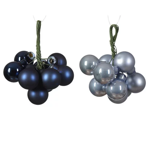 Grappe de boules en verre bleu ou bleu gris - Ø 2 cm