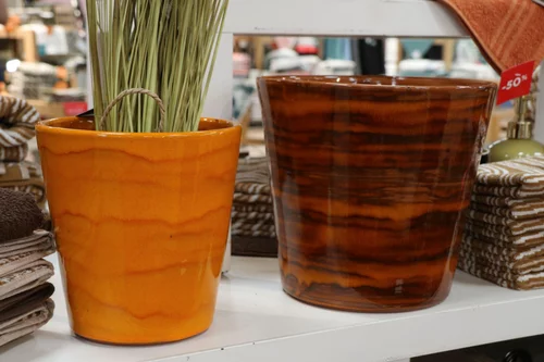 Pot en terre cuite émaillée orange Savane Les Poteries d’Albi Odyssée - Ø 23 x H 21 cm