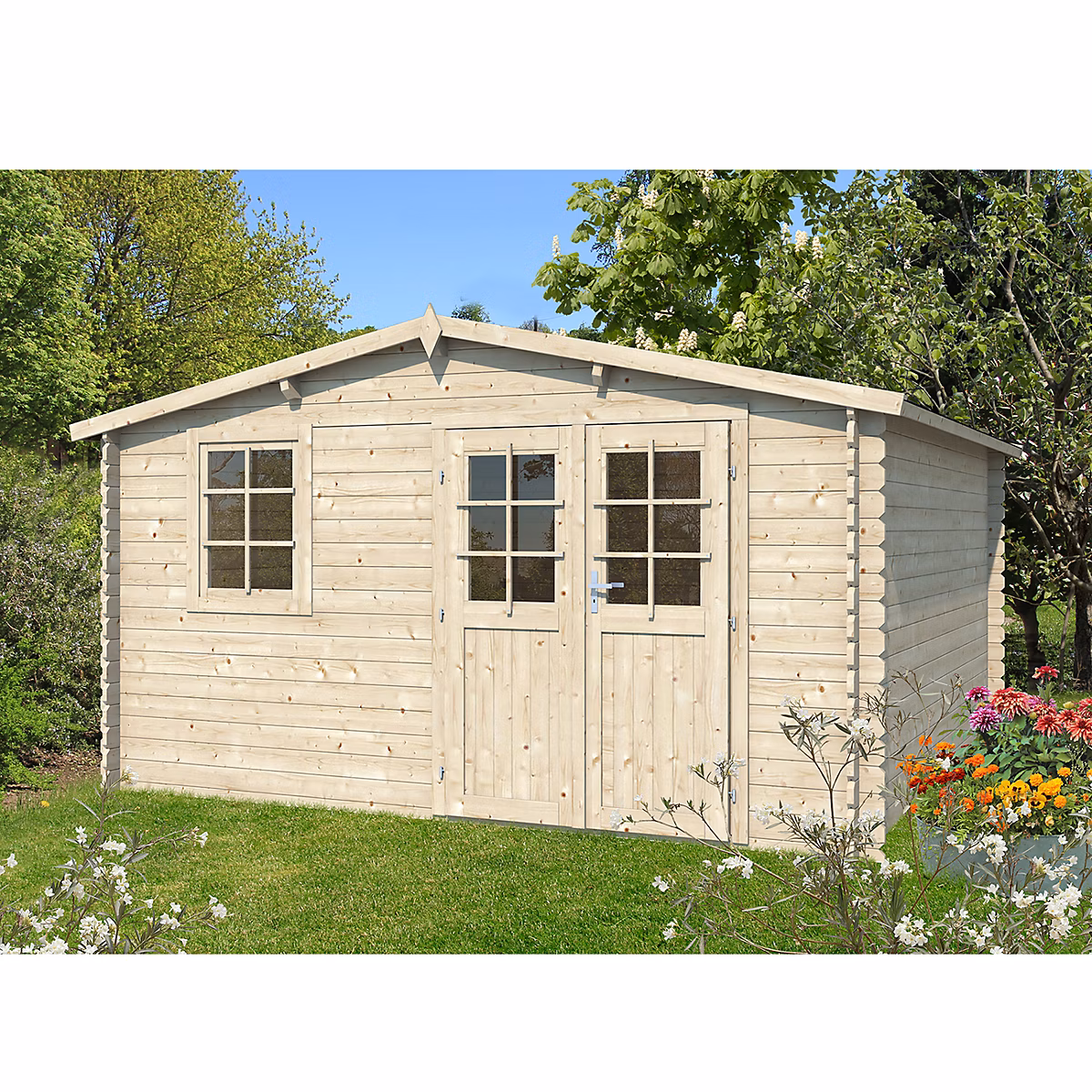 Abri de jardin en bois deux pans de 16m² (4mx4m) – Réf. LLFFZNBSE2300682349