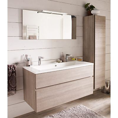 Miroir de salle de bains lumineux LED effet chêne clair l.120 cm – Calao