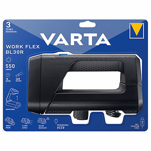 Pied de lampe et pied de lampadaire – Baladeuse professionnelle rechargeable noir Varta 18684101401 work flex