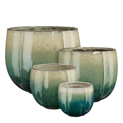 Pot rond en céramique coloris vert Edelman Corsica - Ø 29 x H 26 cm