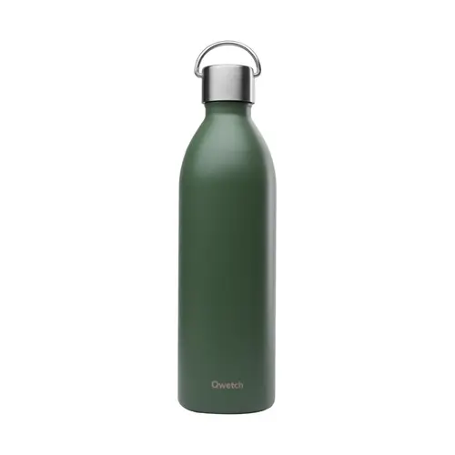 Bouteille isotherme en inox recyclé Qwetch Active Matt kaki - 1 L