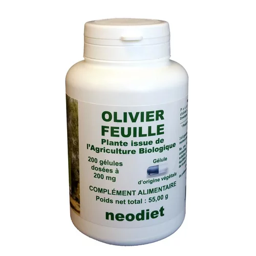 Gélules de feuilles d’olivier bio en boite de 200 unités
