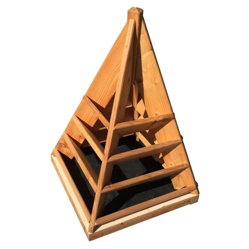 Pyramide à fraises et aromatiques en bois naturel huilé - 50 x 50 x 71 cm