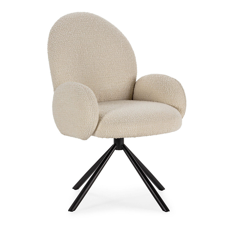 Douro – Chaise de bureau en tissu bouclette et métal | Écru