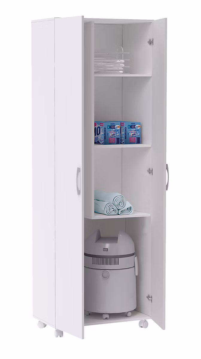 Armoire – placard de rangement avec 2 portes coloris blanc | longueur 72 x profondeur 41 x hauteur 187 cm
