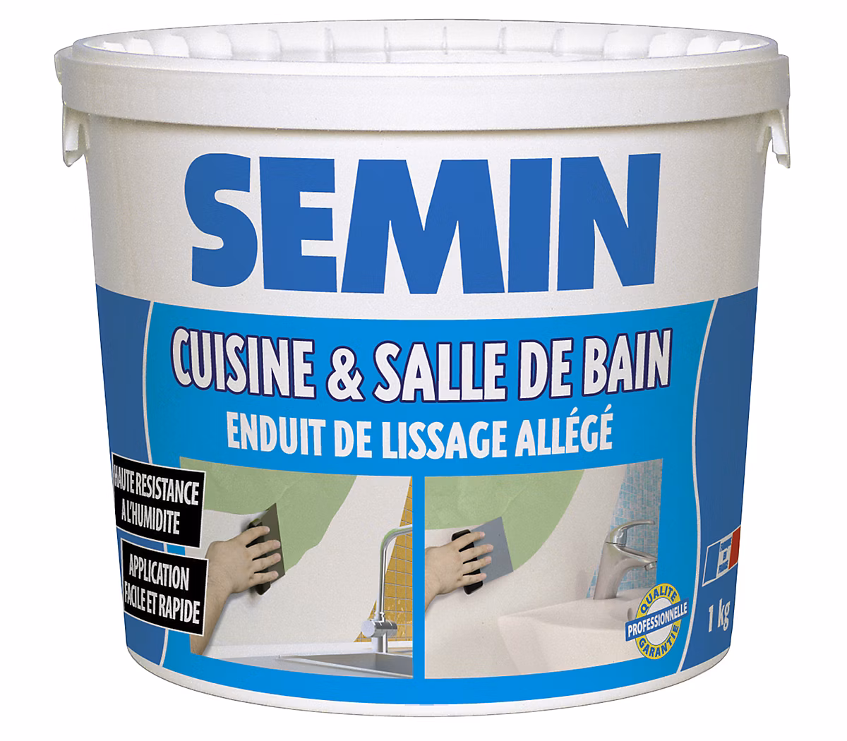 Enduit de Lissage Cuisine et Salle de Bains Semin – Seau de 1 kg