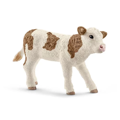 Figurine Veau Simmental Série Animaux de la ferme 7,5x3,5x5 cm