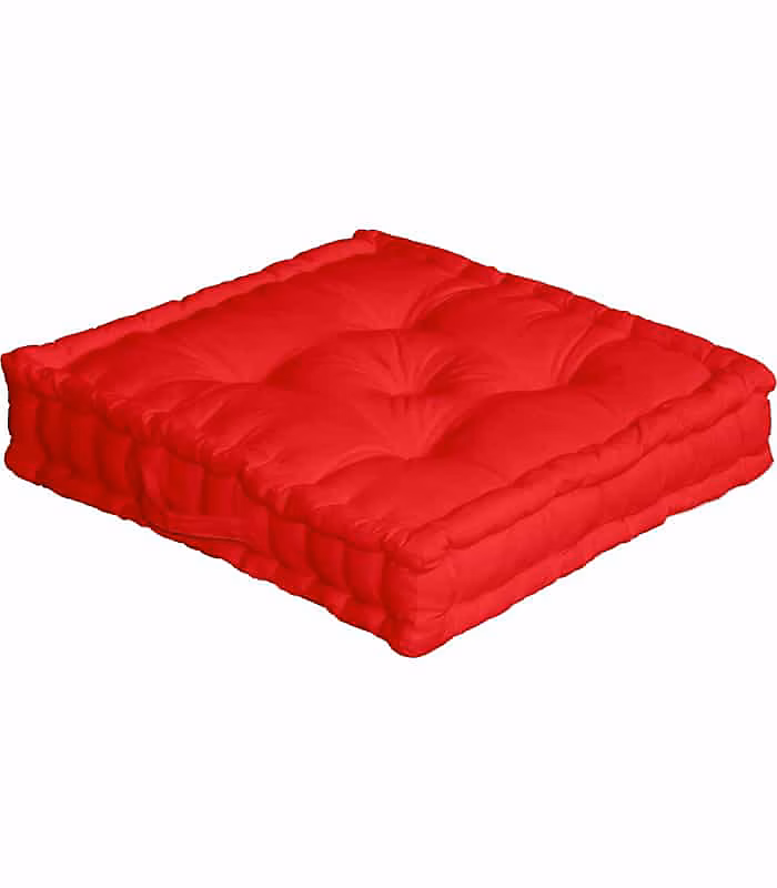 Coussin de sol uni rouge – 50 × 50cm, Rouge