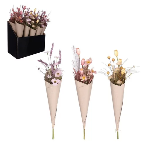 Bouquet de fleurs sèches artificielles coloris assortis H 60 x Ø 14 cm