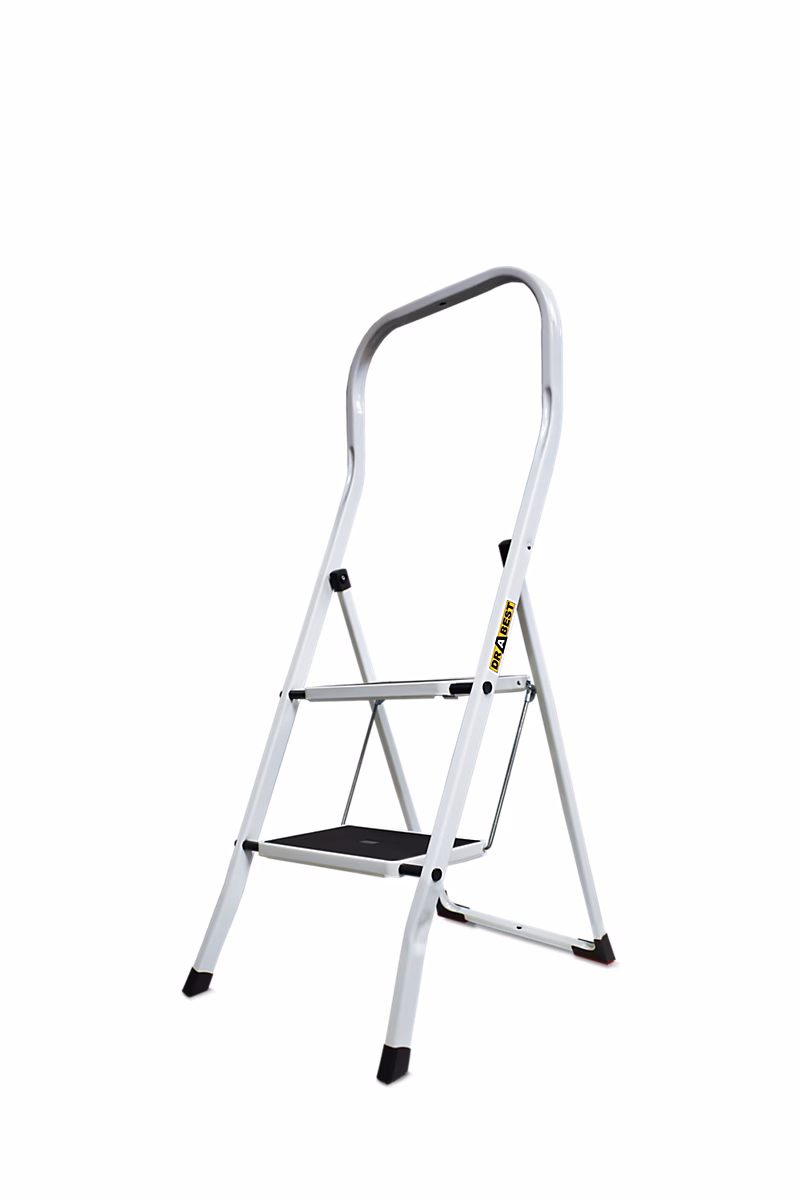 Escabeau domestique DRABEST – marches en acier pliantes, 2 marches, 1 pièce.