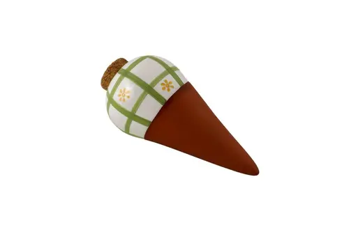 Carotte d’arrosage en terre cuite à décor blanc et vert Daisy - Ø 7 x 13 cm