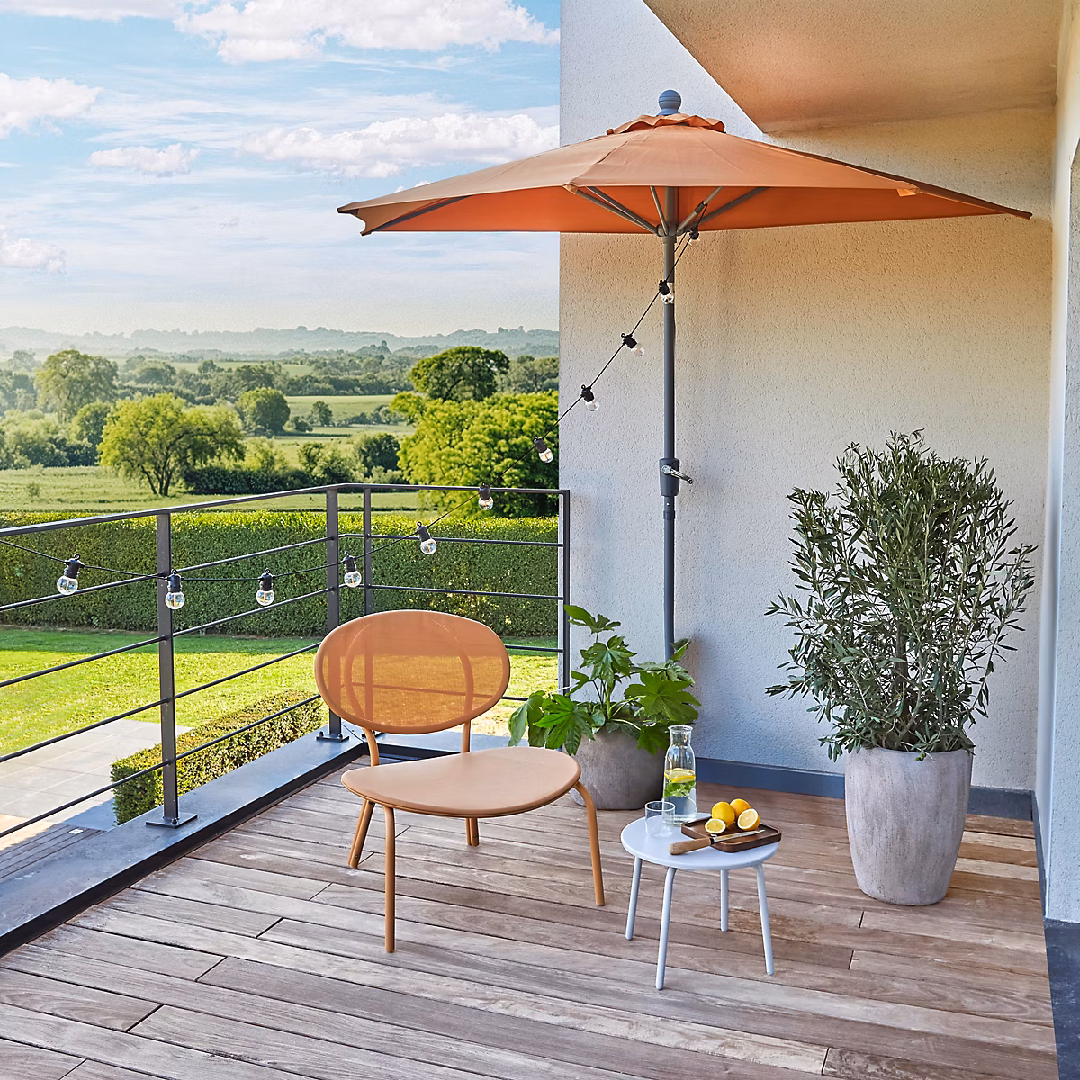 Salon et mobilier de jardin – Chaise de jardin empilable acier et textilène orange GoodHome Matola
