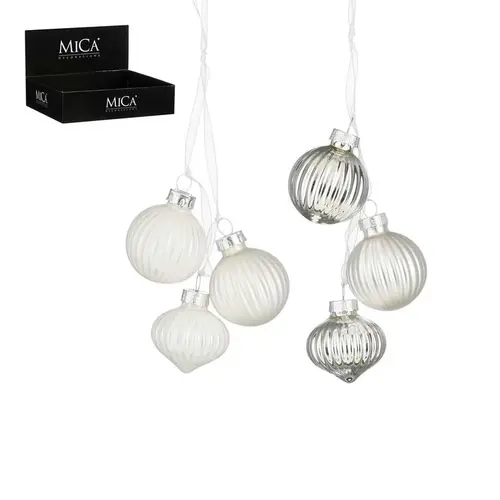 Grappe de 3 décorations à suspendre en verre argenté - Ø 3,5 cm