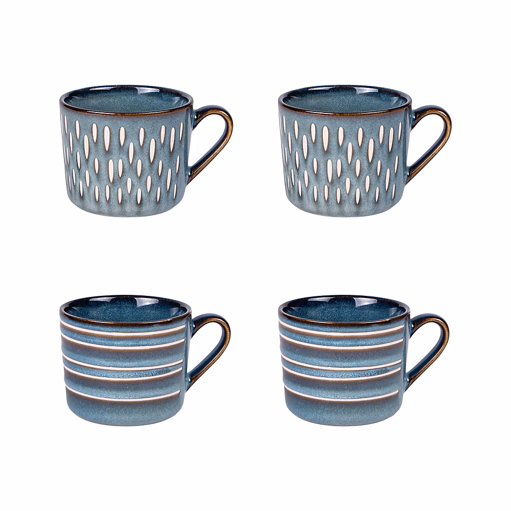 Vaisselle – Coffret de 4 tasses Helsinki bleu 18 cl